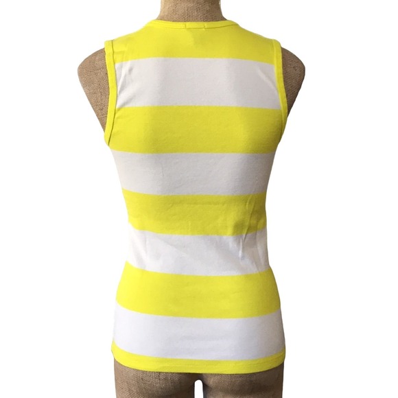 J. Crew Perfect Fit Striped Shell Cotton Tank Top Size Small Yellow White Shell - Picture 4 of 6
